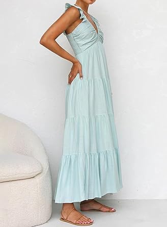 Prisca – Linen Maxi Dress with Ruffles