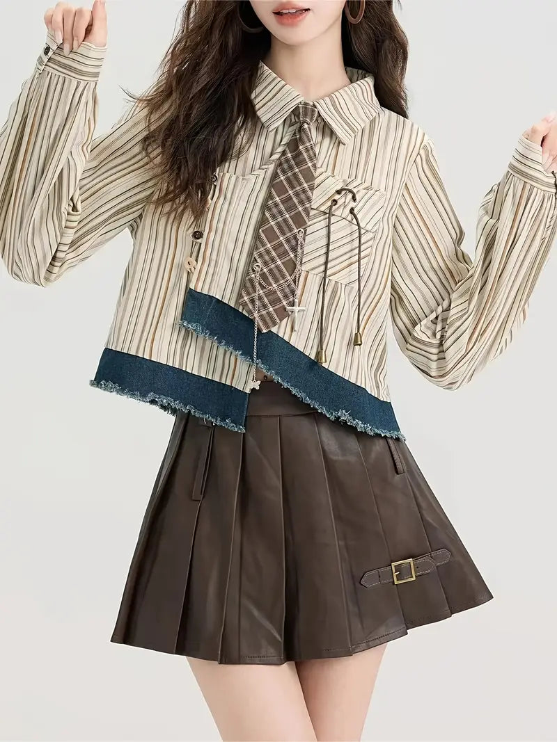 Oaklynn – Striped Cotton Blouse