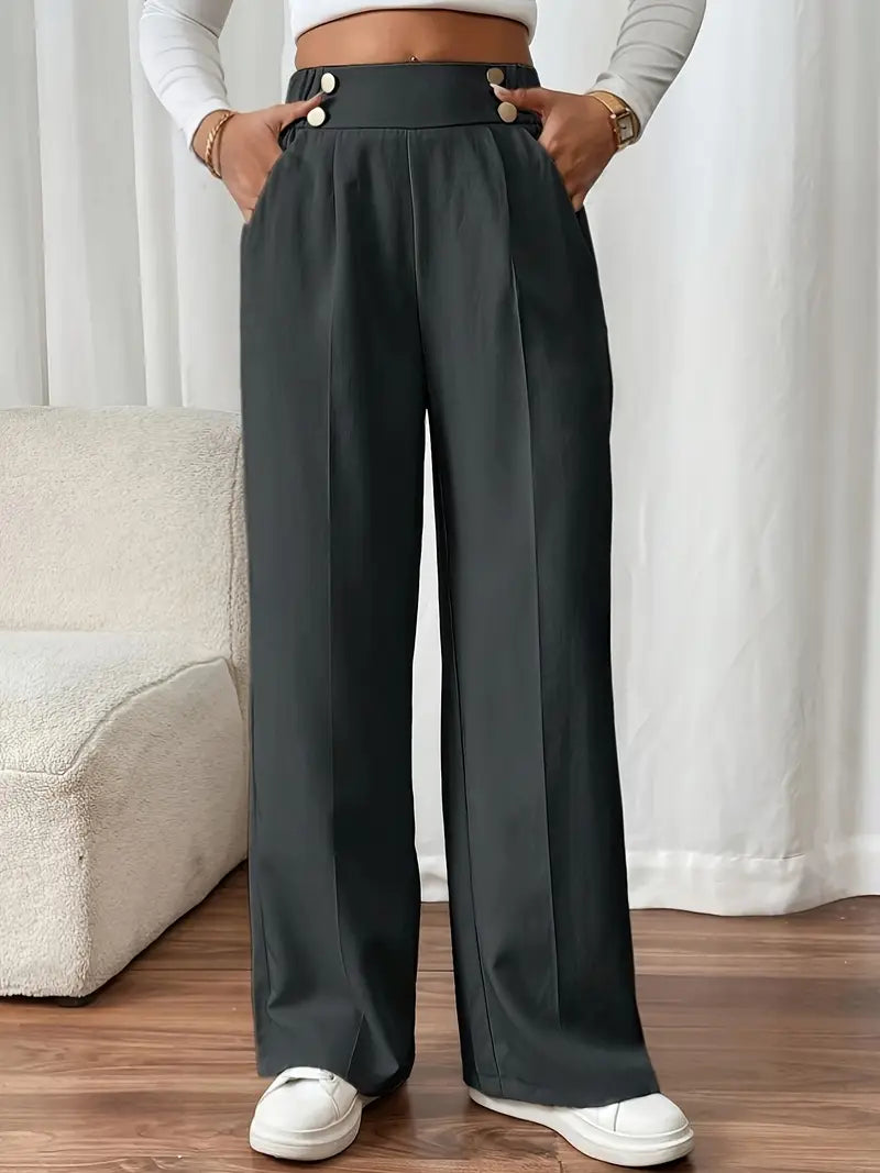 Lethoria – Elegant High-waisted Wide-leg Trousers