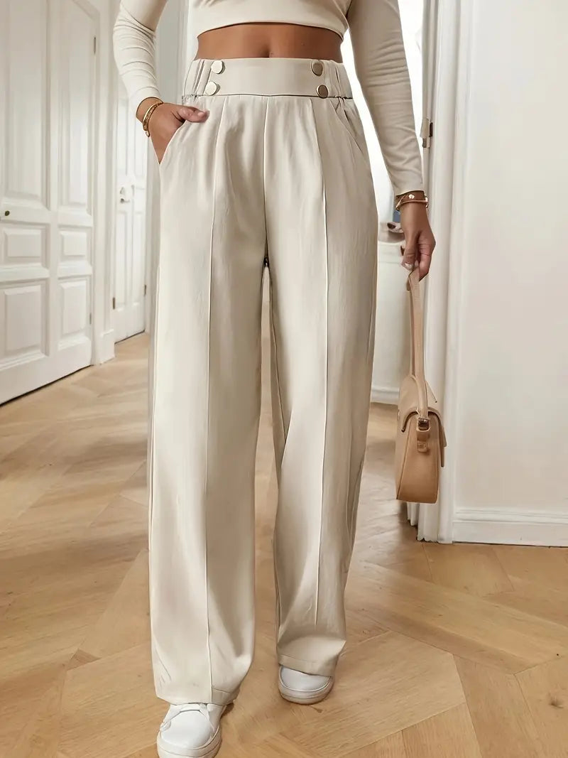 Lethoria – Elegant High-waisted Wide-leg Trousers