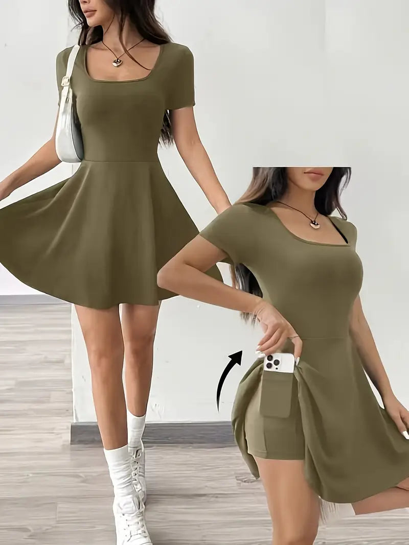 Gudrun – Chic Skater Dress with Shorts and Pocket