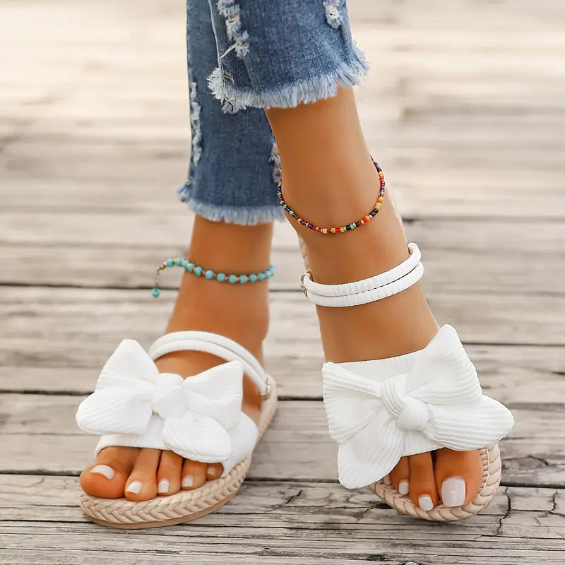 Rhoslynn - Stylish Flat Sandals with Bow Design