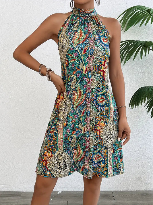 Vexia – Bohemian Halter Neck Dress
