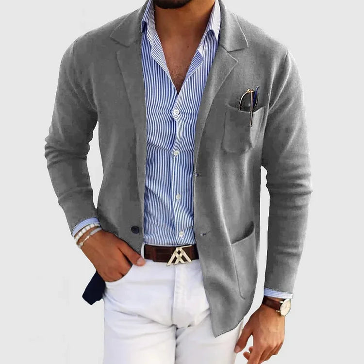 Stylish men's blazer with pockets, casual button-down collar, and lapels – Nico