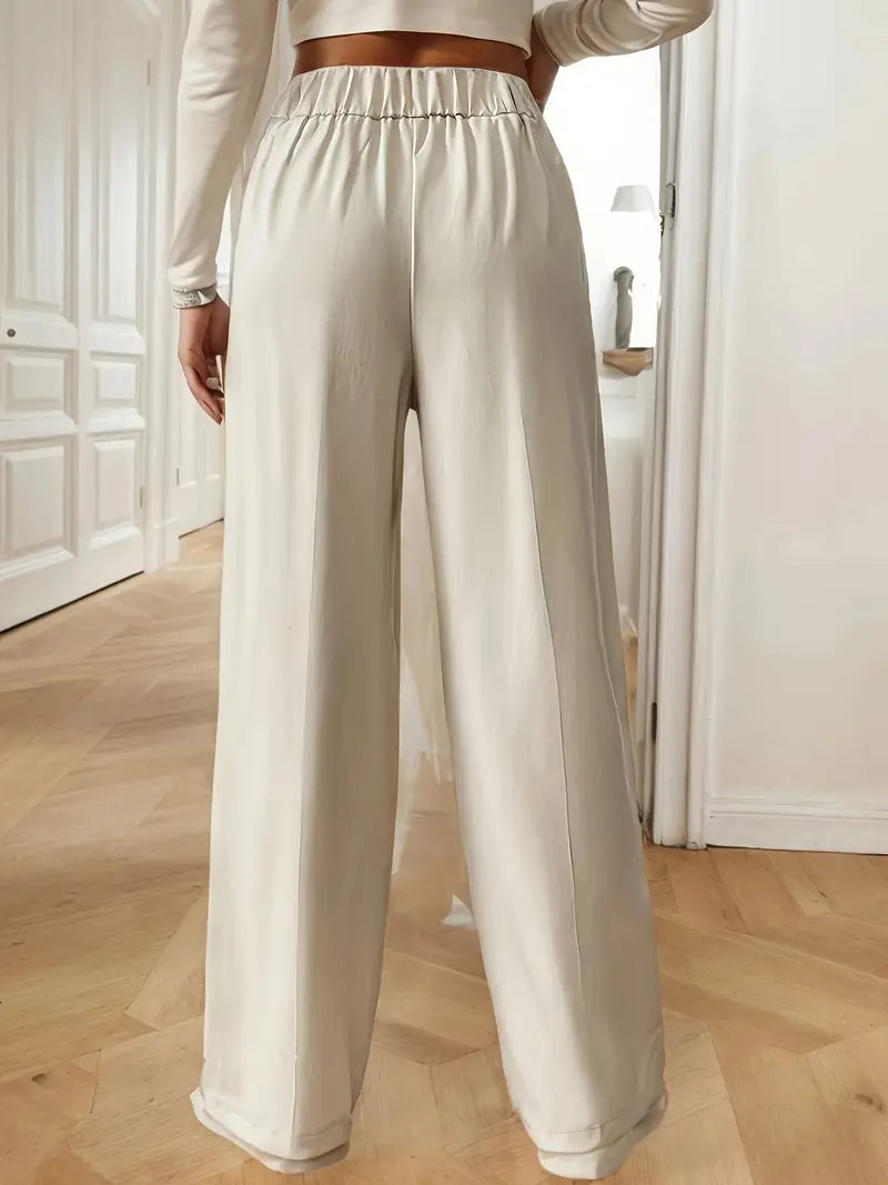 Lethoria – Elegant High-waisted Wide-leg Trousers