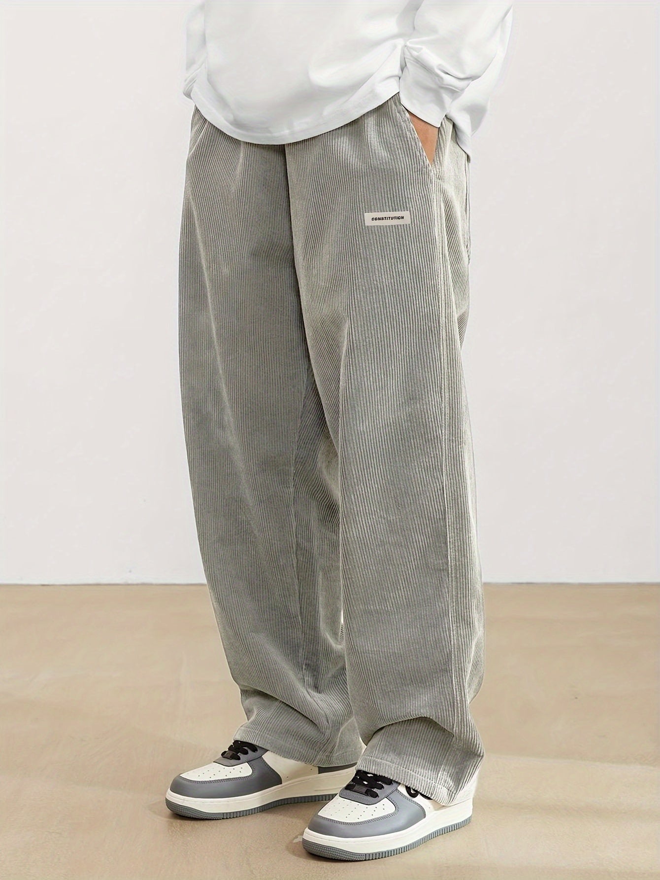 Men's Corduroy Pants with Pockets - Braun