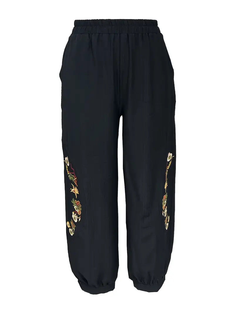 Vortessa - Lightweight Embroidered Pants