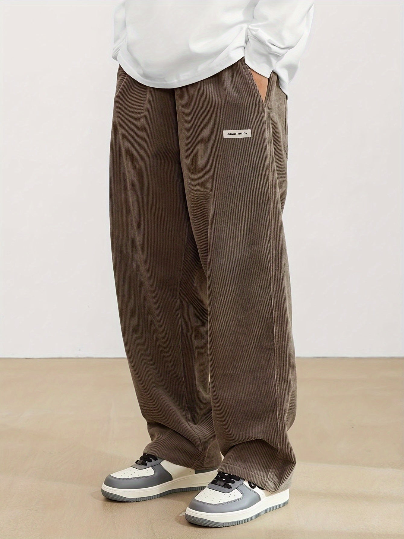 Men's Corduroy Pants with Pockets - Braun