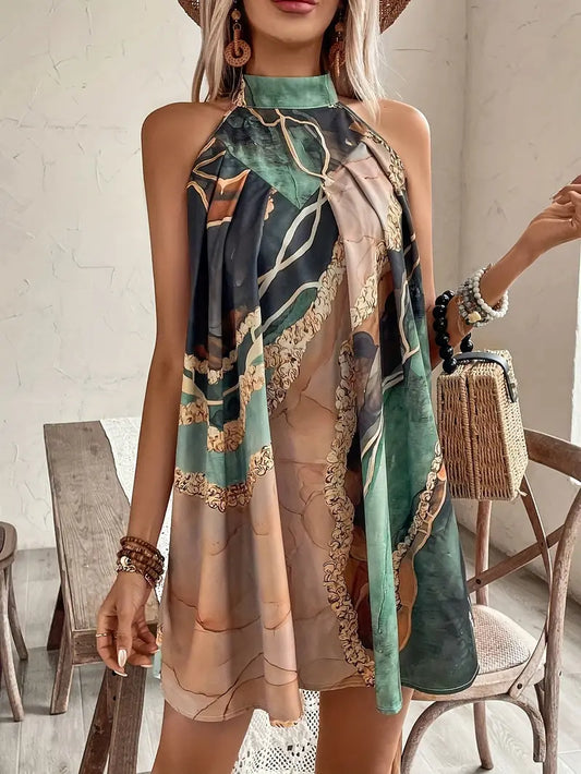 Dorhea – Artistic Halterneck Mini Dress