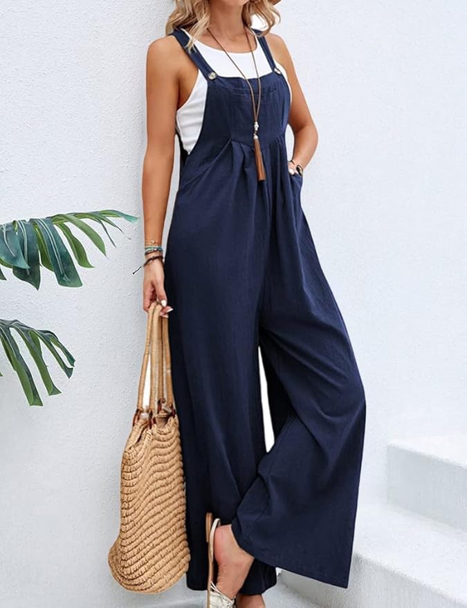 Saffron - Cotton Linen Wide Leg Jumpsuit