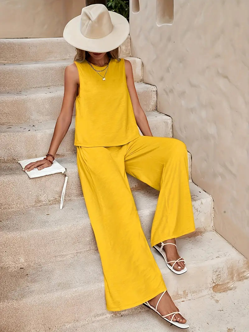 Armiela – Minimalist Sleeveless Wide-leg Trousers