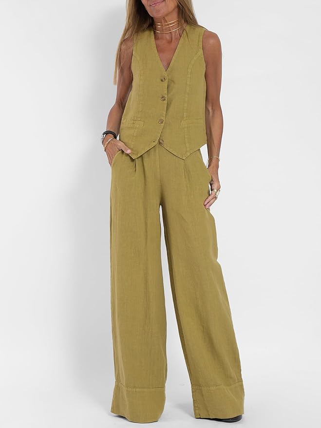 Soleil – Stylish Two-Piece Linen Suit Set