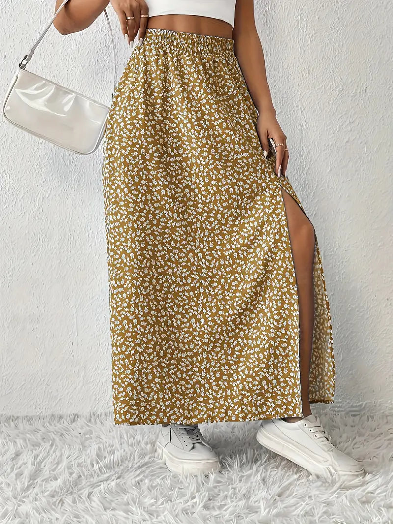 Aori – Elegant High-waisted Maxi Skirts with Floral Print