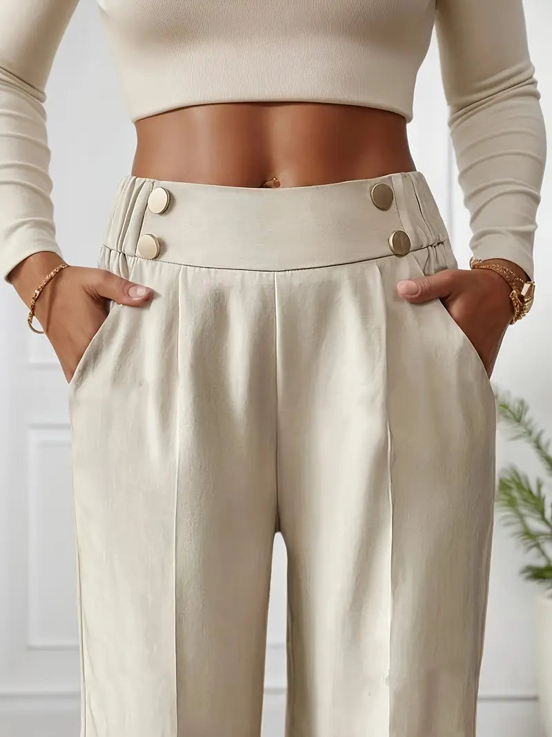 Lethoria – Elegant High-waisted Wide-leg Trousers