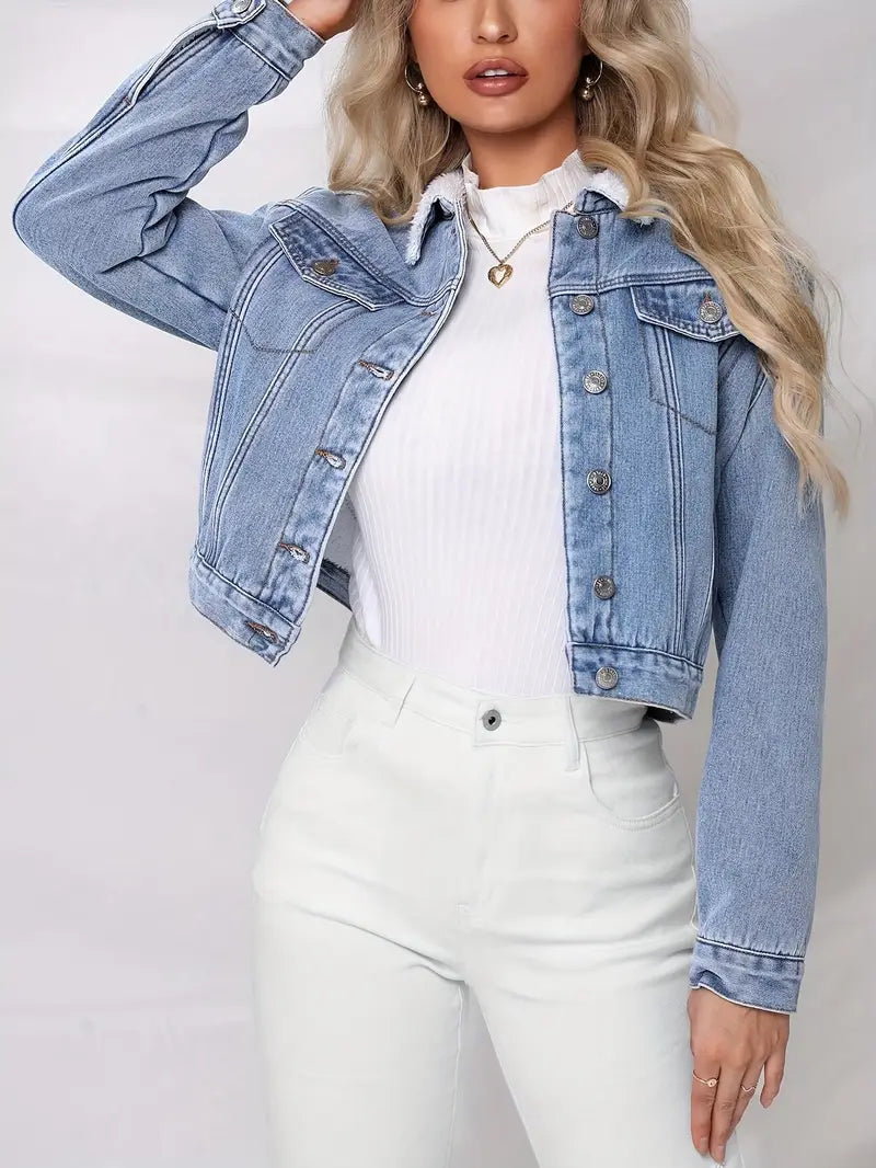 Rashana - Cotton Denim Cropped Jacket
