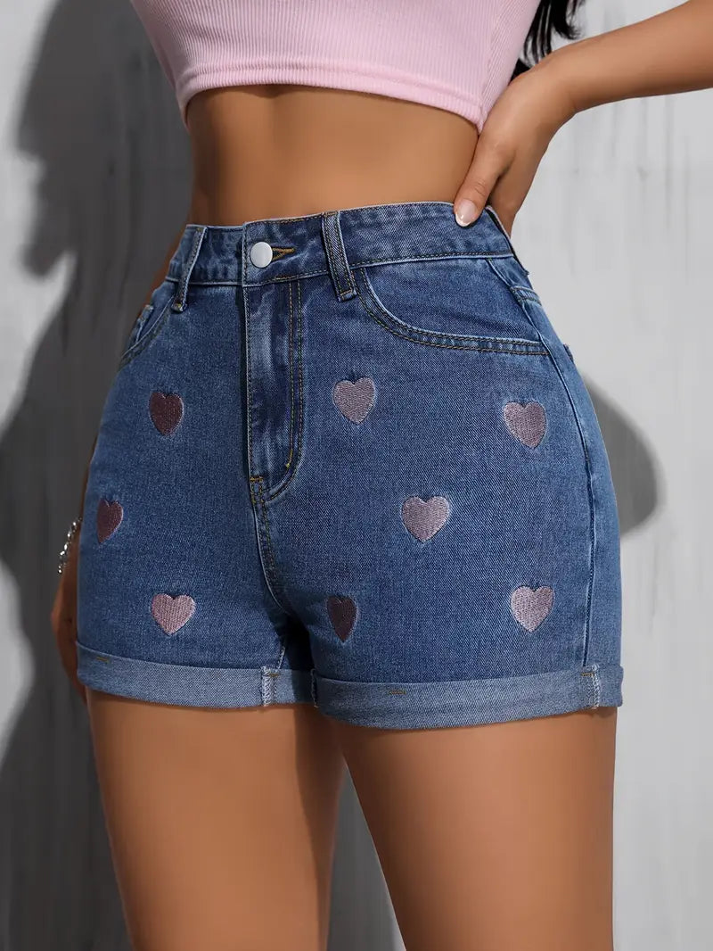 Azrielle – Cotton Shorts with Heart Print