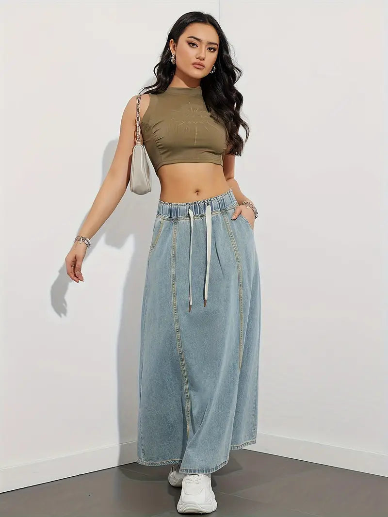 Adora – Denim Maxi Skirt