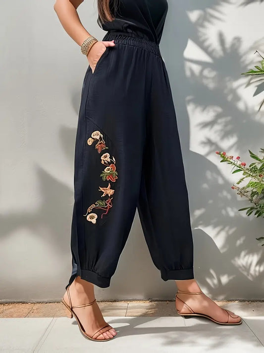 Vortessa - Lightweight Embroidered Pants