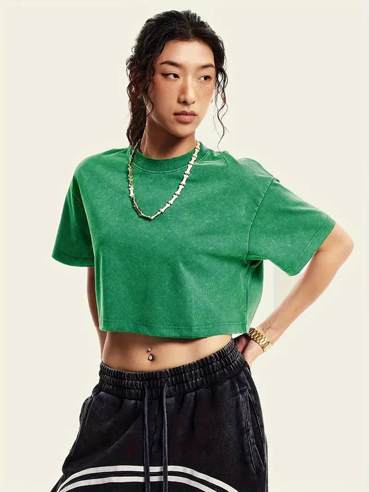 Lenore – Oversized Vintage Washed Crop T-Shirt