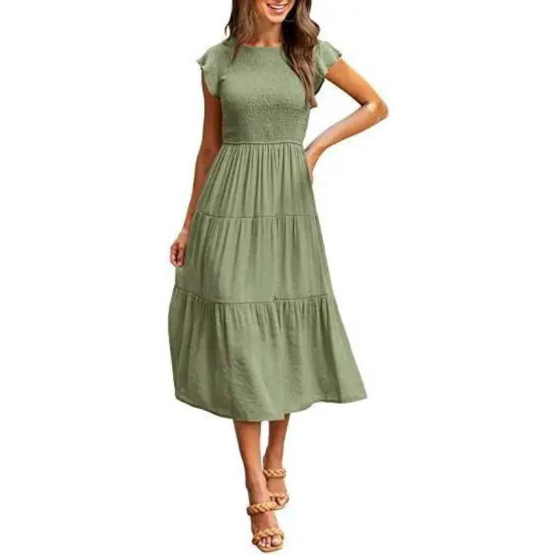 Paloma – Elegant Cotton Tiered Midi Dress