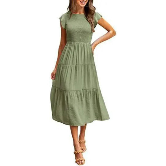 Paloma – Elegant Cotton Tiered Midi Dress