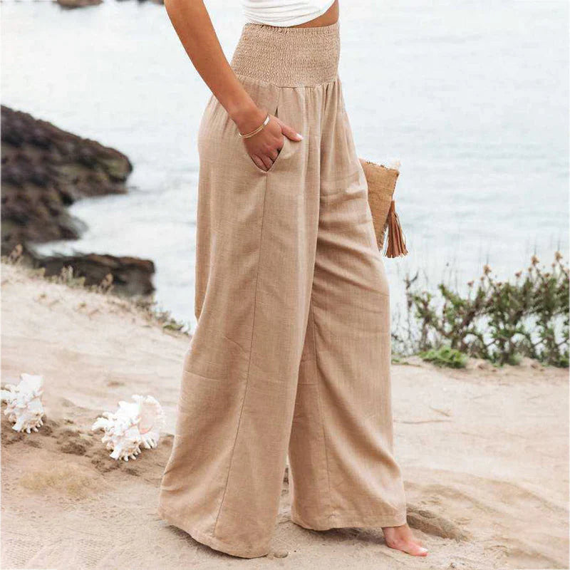 Roswyn – High-quality Cotton Linen Wide-leg Trousers