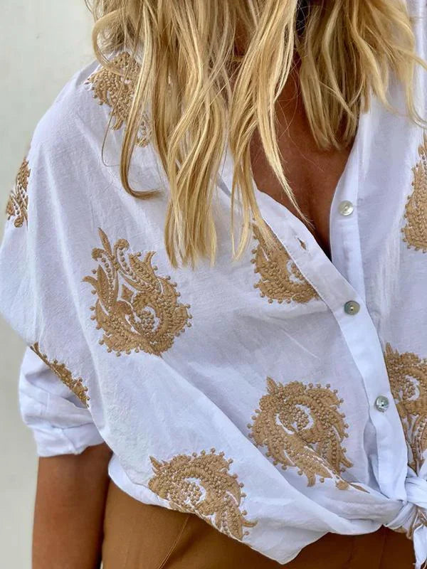 Lumirae – Classic Boho Embroidered Long-sleeved Shirt