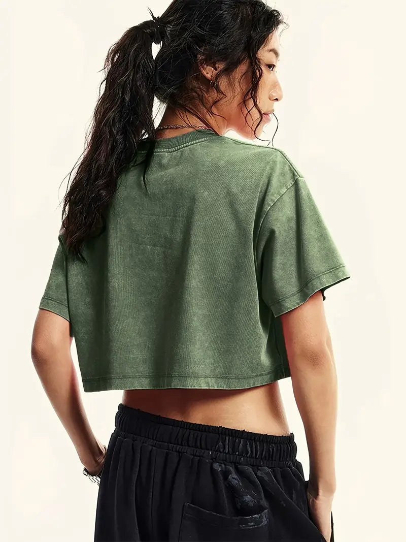 Lenore – Oversized Vintage Washed Crop T-Shirt