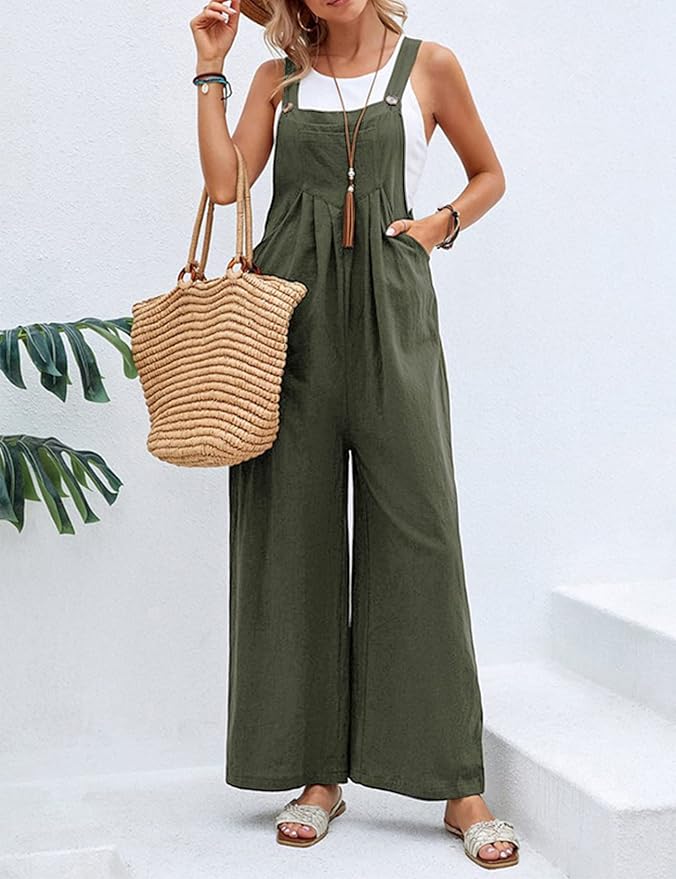 Saffron - Cotton Linen Wide Leg Jumpsuit