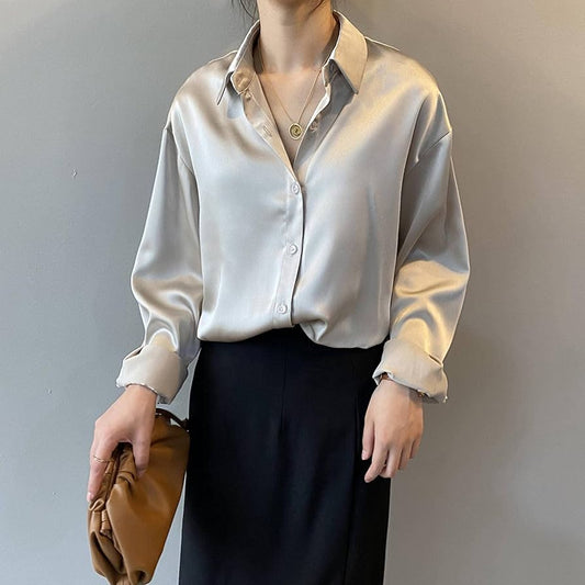 Airlea – Elegant Satin Long Sleeves Blouse