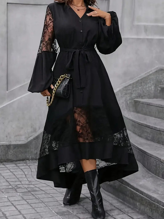 Kristine - Chic Lace V-neck Dress