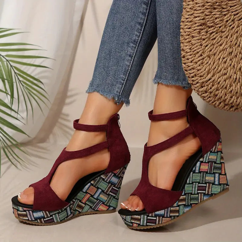 Marita – Geometric Platform Wedge Sandals