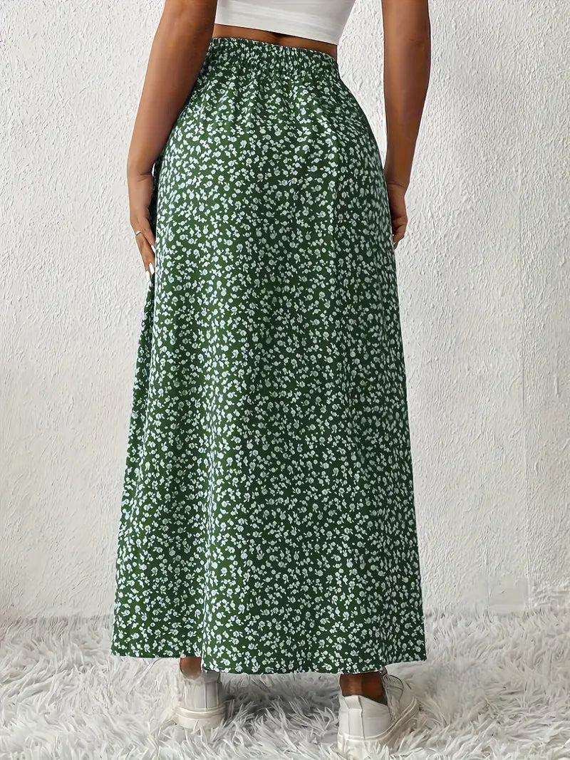 Aori – Elegant High-waisted Maxi Skirts with Floral Print