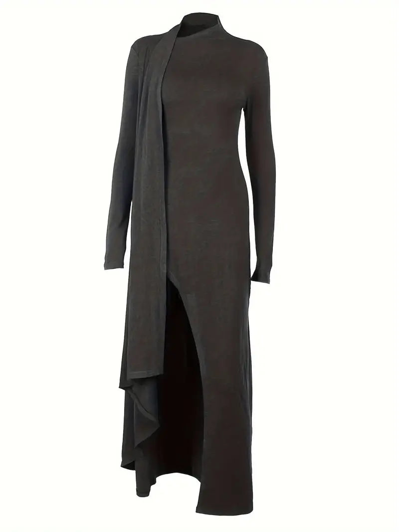 Enrica – Elegant High Slit Long Sleeves Dress