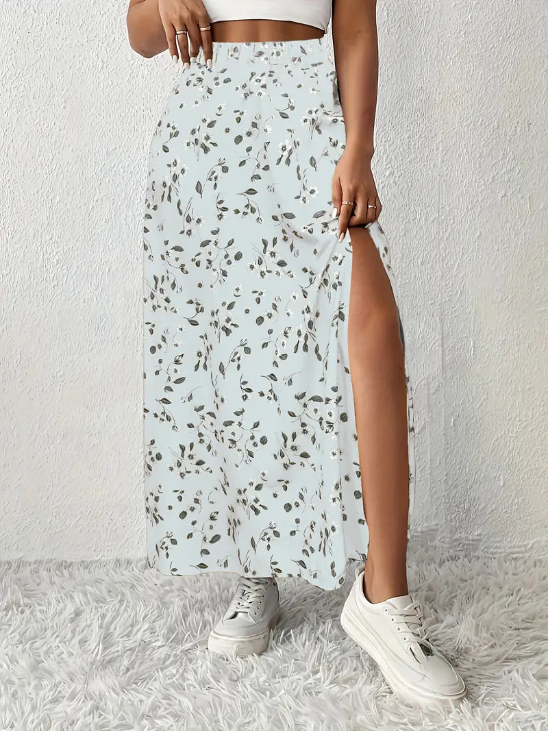 Louvina – Maxi Skirt with Floral Slit