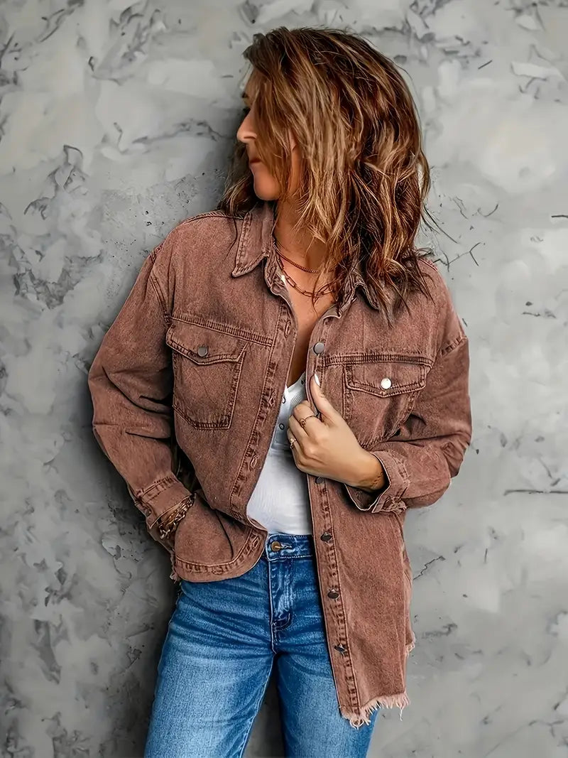 Wisteria – Brown Cotton Denim Jacket