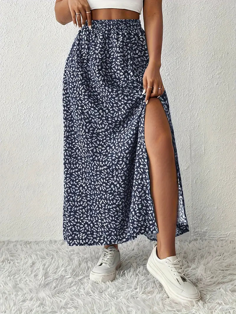 Aori – Elegant High-waisted Maxi Skirts with Floral Print
