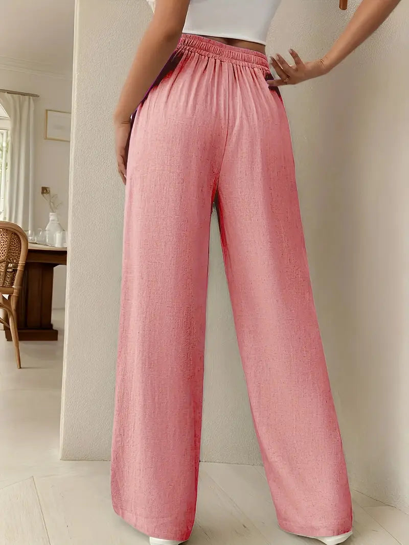 Yara – High-waisted Wide-leg Drawstring Lounge Pants