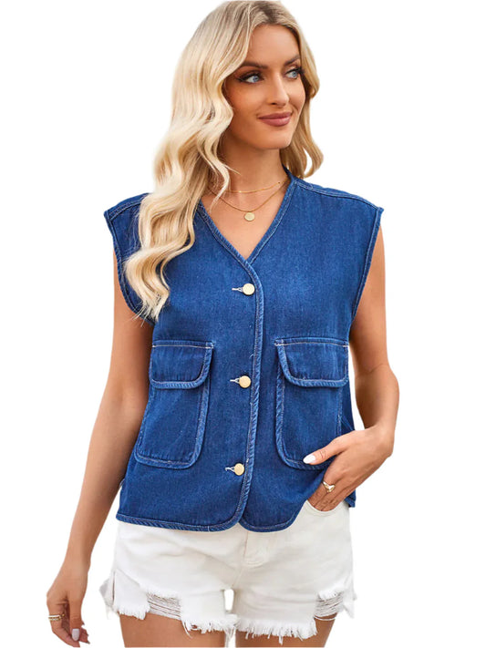 Meilani – Stylish Sleeveless Denim Vest