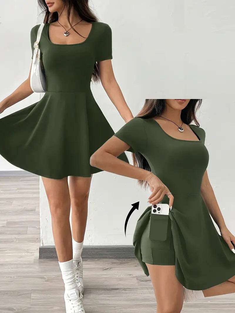 Gudrun – Chic Skater Dress with Shorts and Pocket