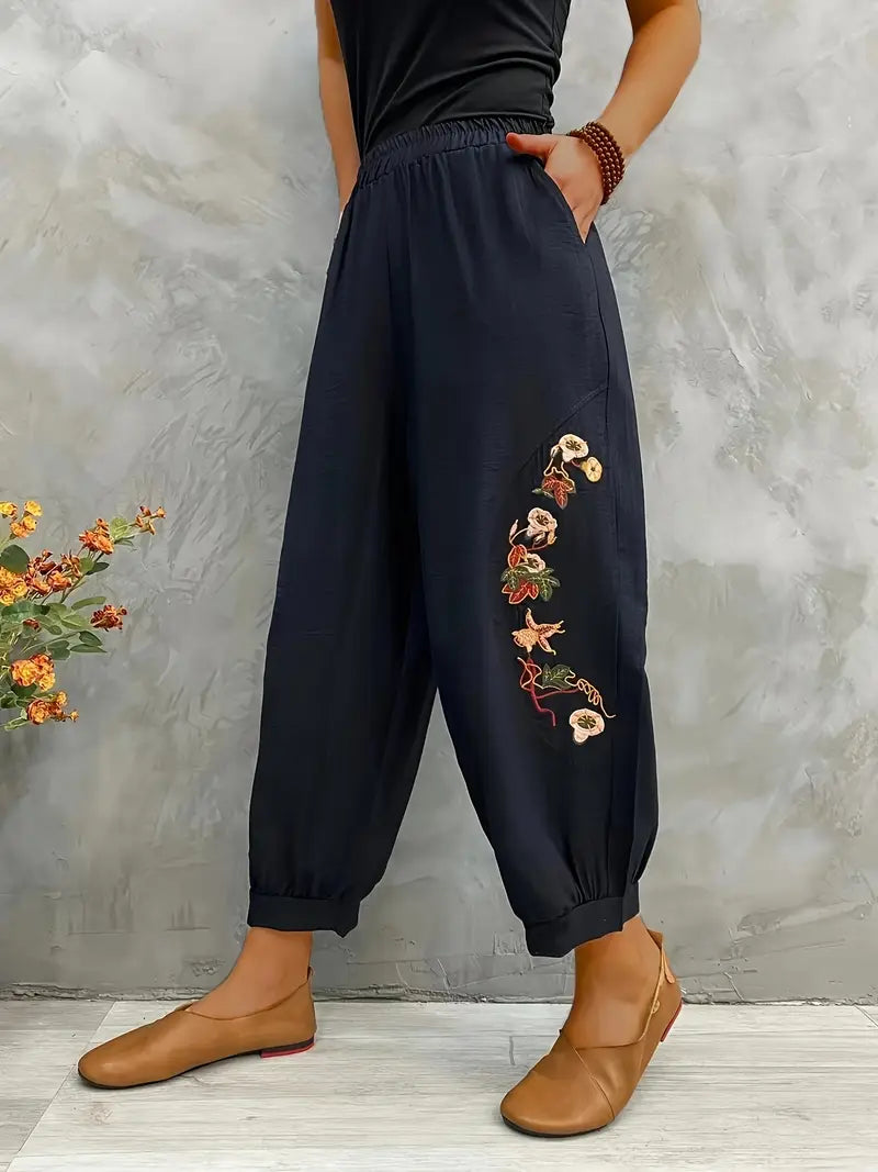 Vortessa - Lightweight Embroidered Pants
