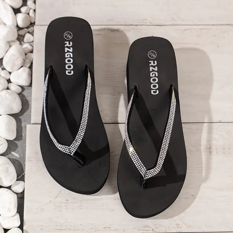 Romilda – Women's Platform Rhinestones Flip-flops