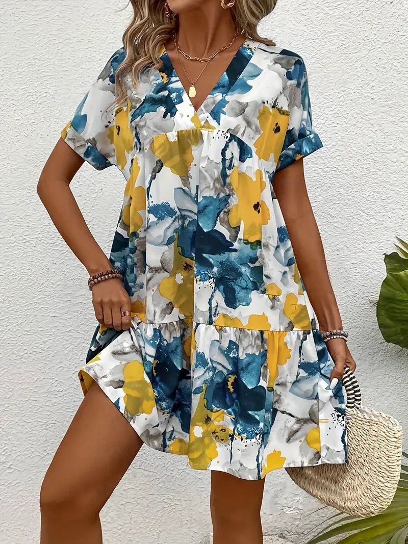 Evandria – Airy Floral Print Mini Dress