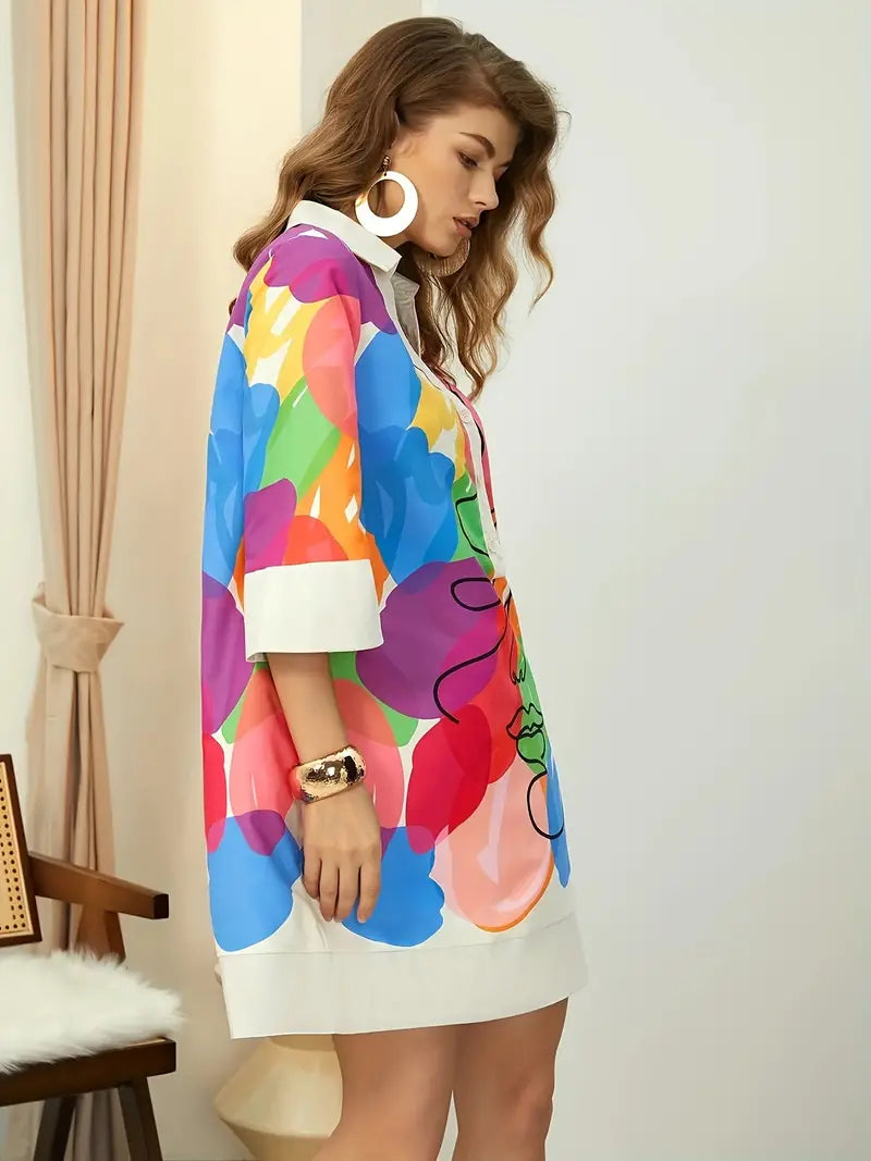 Rihanna – Colorful Shirt Dress