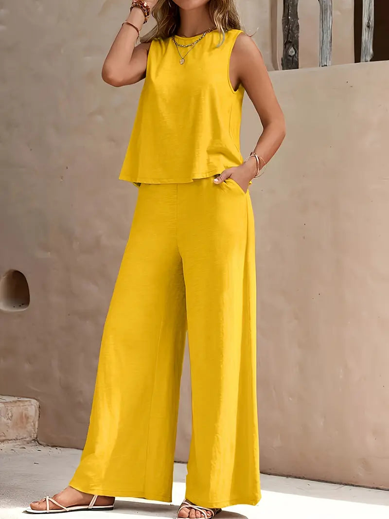 Armiela – Minimalist Sleeveless Wide-leg Trousers