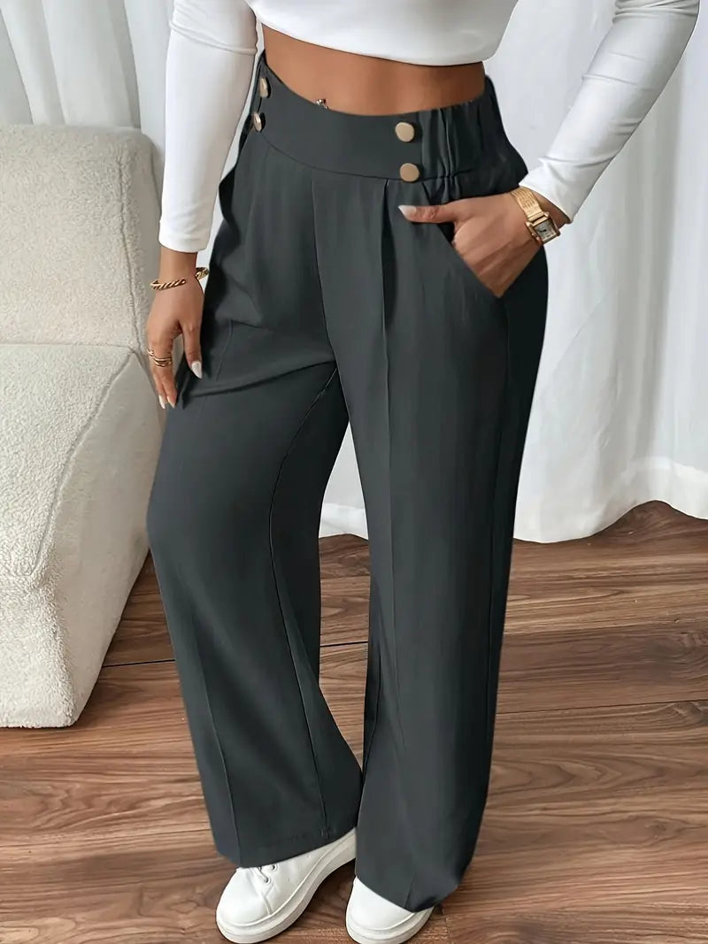 Lethoria – Elegant High-waisted Wide-leg Trousers