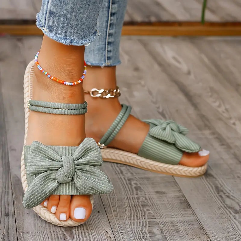 Rhoslynn - Stylish Flat Sandals with Bow Design