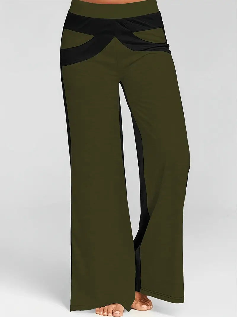 Xylaris – Stylish Wide Leg Pants with Color Block Design