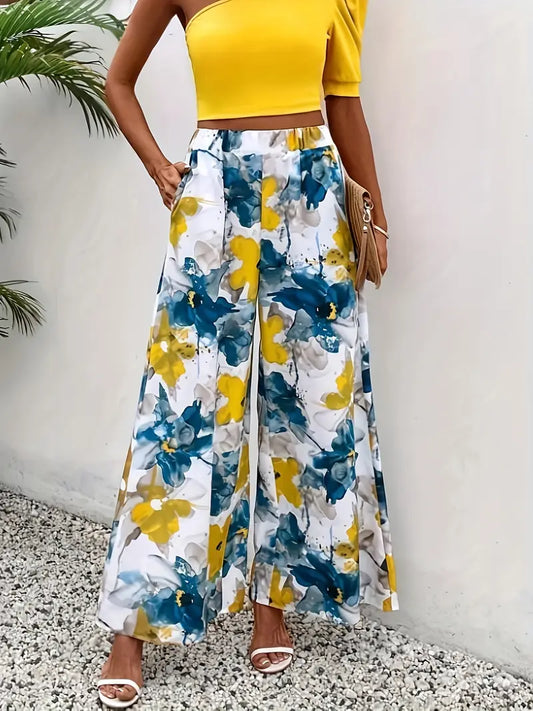 Syvaris – Wide Trousers with Floral Pattern