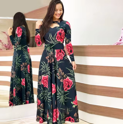 Euna - Long Sleeve Floral Maxi Dress